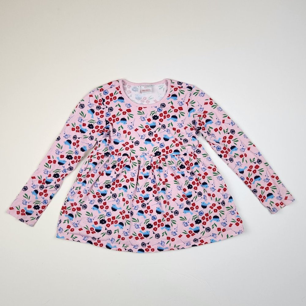 Hanna Andersson Pink Floral Peplum Long Sleeve Tunic Top sz 8 130cm